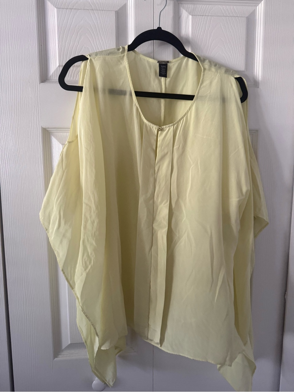 Chicks Light Yellow Cold-Shoulder Silk Top